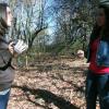 Marcy (Ashley Wray) and Christi (Kelsey Kaufmann) search the woods in CAMP BLOOD FIRST SLAUGHTER from Polonia Brothers / Sterling Entertainment.
