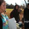 Sasha (Sarah Ryan), Marcy (Ashley Wray) and Victor (Houston Baker) at the entrance to the woods in CAMP BLOOD FIRST SLAUGHTER from Polonia Brothers / Sterling Entertainment.