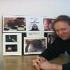 Filmmaker Jeff Kirkendall shows off a poster promoting his movies for The 2005 Dead Of Winter Free Film Festival at The New York State Museum, Albany, NY. The festival was held on January 22-23 & 29-30, 2005.