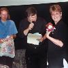 From left to right: Jeff Kirkendall, Joe Bagnardi and Rosa Hallenbeck at the Upstate New York Area Premiere of JB Productions' anthology horror movie THE EDGE OF REALITY at Broadway Joe's Theatre Grill, September 19th, 2003.